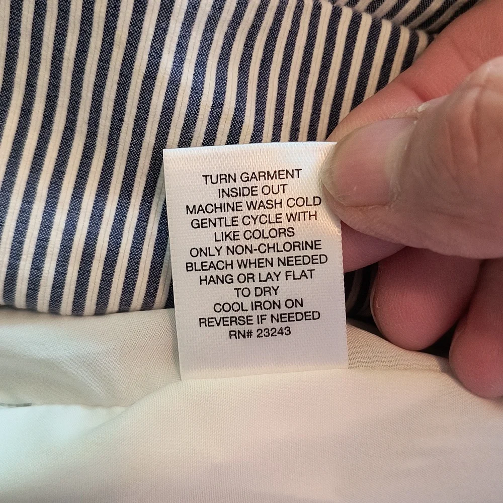 New York & Co Pencil Skirt Wmn's 18 Blue White Striped Seersucker Nautical - Picture 15 of 16